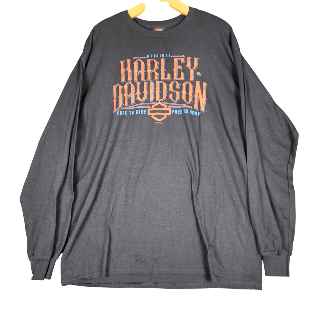 Harley-Davidson Mens Long Sleeve Graphic T-Shirt Akron‎ Ohio Black XL 4029140206